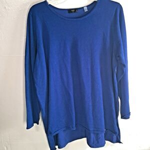 Tahari Woman Plus 2X Blue Tunic Sweater Long Sleeve Pullover